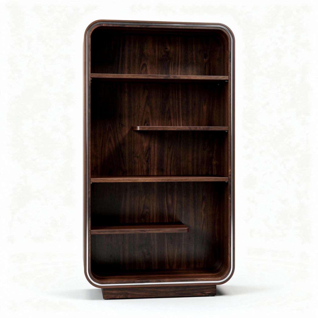Houten boekenkast met vijf planken in walnotenhout 100 x 50 x 150cm