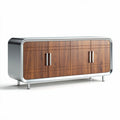 Houten ladekast met metalen accenten 120 x 40 x 70cm bruin en zilver