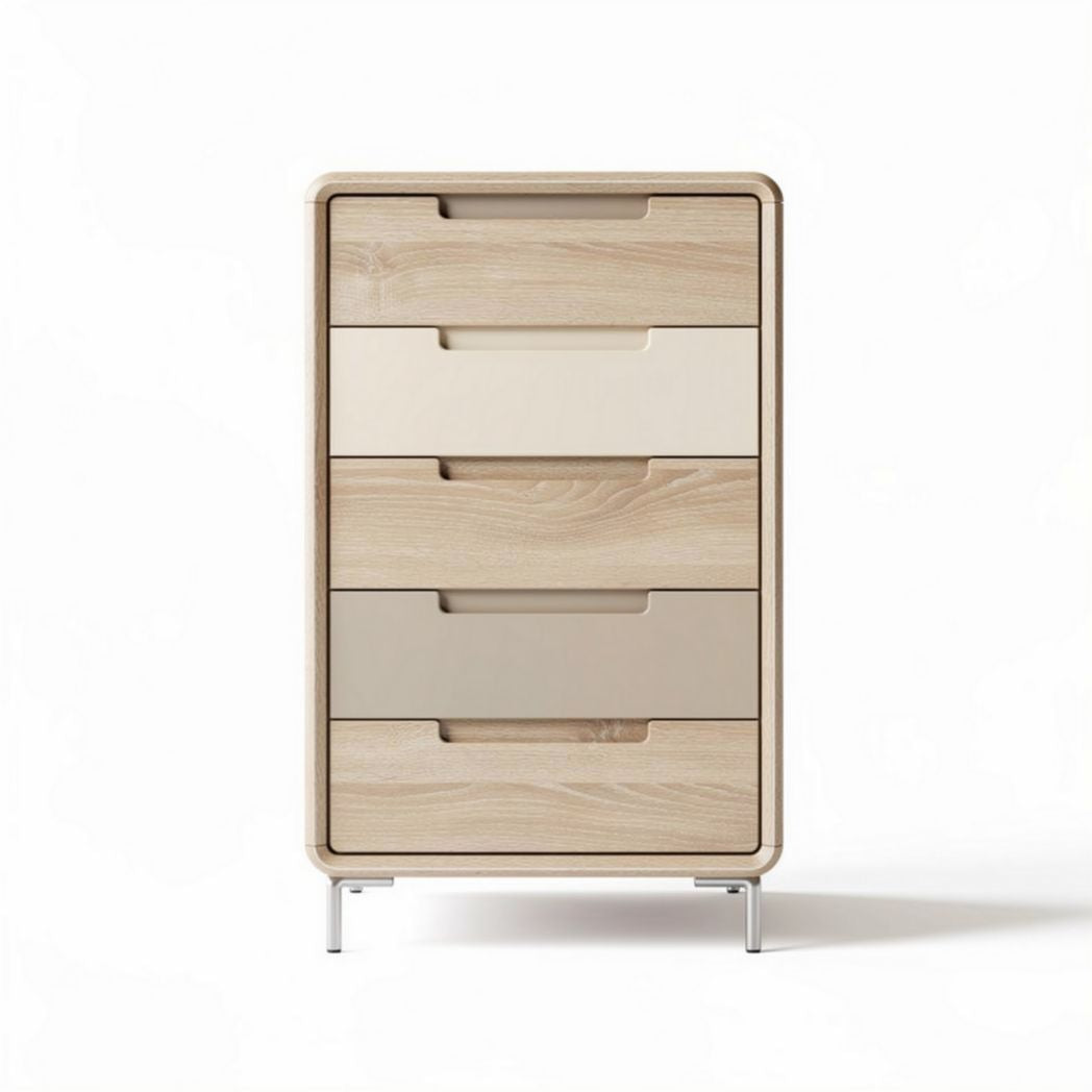 Ladenkast van hout met vier lades en metalen poten 40 x 30 x 90cm