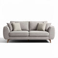 Bank met twee zittingen in lichtgrijs stof en houten poten 200 x 85 x 90cm