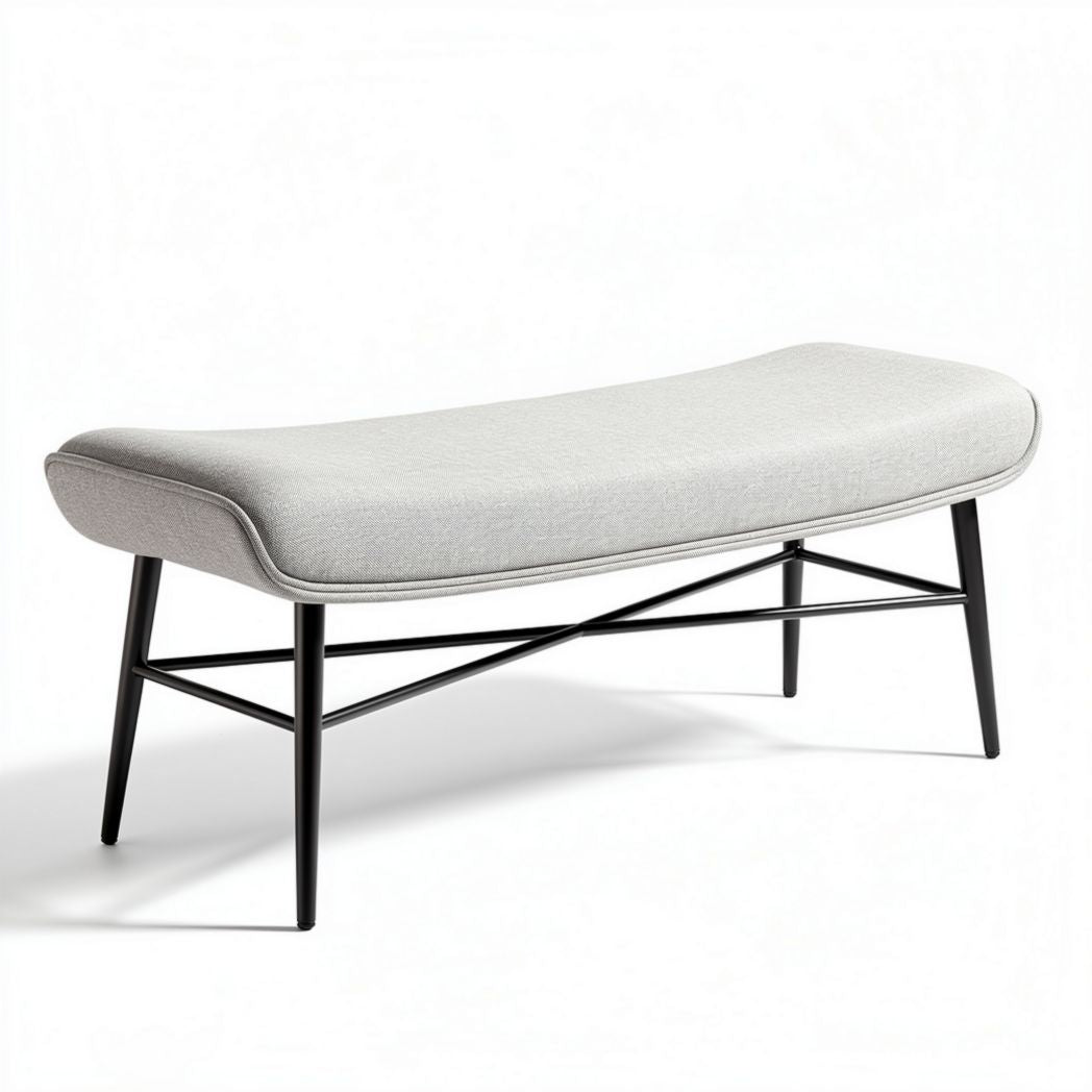 Grijze bank voor binnengebruik van stof 150 x 60 x 45cm met metalen poten