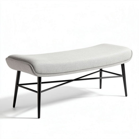 Grijze bank voor binnengebruik van stof 150 x 60 x 45cm met metalen poten