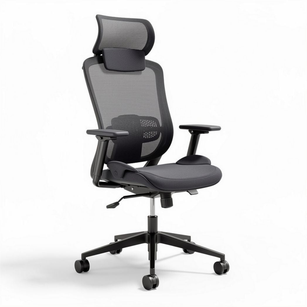 Ergonomische bureaustoel met mesh rugleuning en verstelbare armleuningen 65 x 65 x 115cm