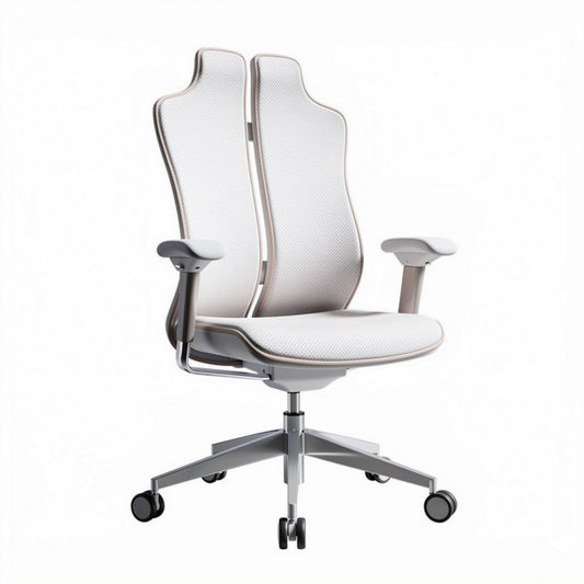 Ergonomische bureaustoel met dubbele rugleuning in wit 60 x 60 x 120cm