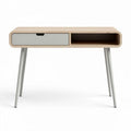 Houten bureau met lade en open vakken in natuurlijk en grijs 80 x 40 x 75cm