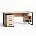 Houten bureau met metalen frame en drie lades 150 x 60 x 75cm